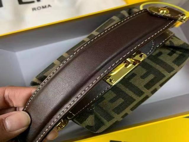 กระเป๋า FENDI - Tobacco Monogram FF Logo Zucca Buckle Belt Boston Mini Bag 