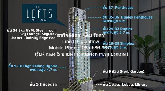 CONDOMINIUM เดอะ ลอฟท์ สีลม The Lofts Silom 14500000 BAHT.  area 78 ตาราง.เมตร ไม่ไกลจาก ท็อปส์ มาร์เก็ต สีลม ราคาถูกเหลือเชื่อ กรุงเทพ